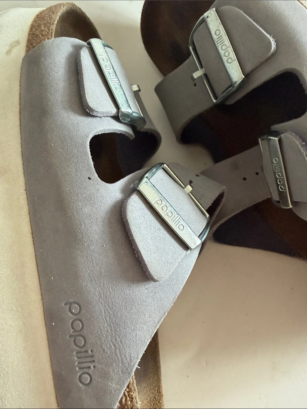 Papillio Birkenstock Arizona Flex Purple Fog Platform Sandals size 39 EU L 8